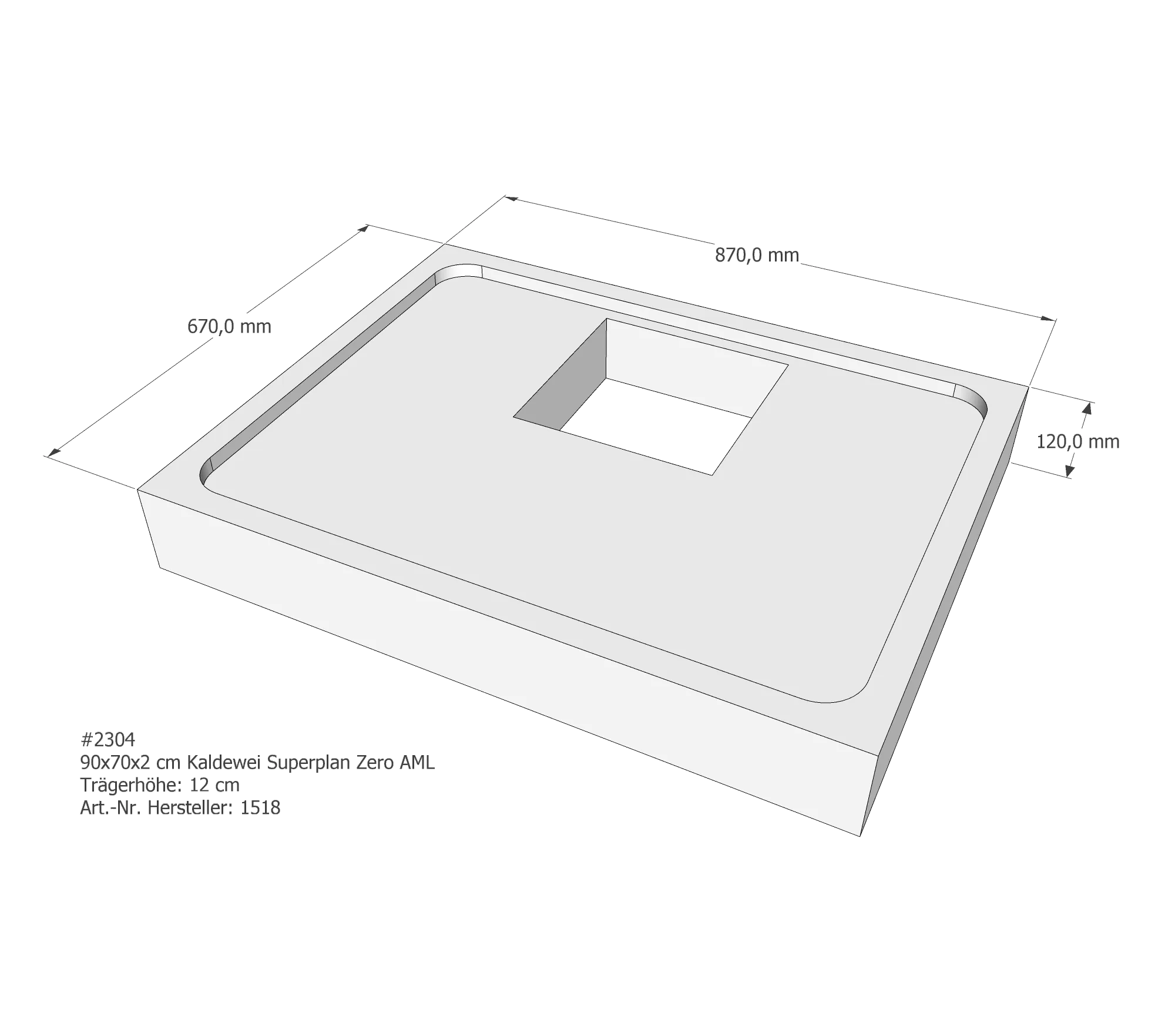 Duschwannenträger passend für Kaldewei Superplan Zero 90 × 70 × 2 cm Breite: 70 cm / Länge: 90 cm Duschwannenträger passend für Kaldewei Superplan Zero 90 × 70 × 2 cm Breite: 70 cm / Länge: 90 cm