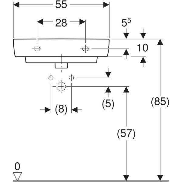 Waschbecken „Renova“, Hahnlochposition mittig in weiß alpin Waschbecken „Renova“, Hahnlochposition mittig in weiß alpin