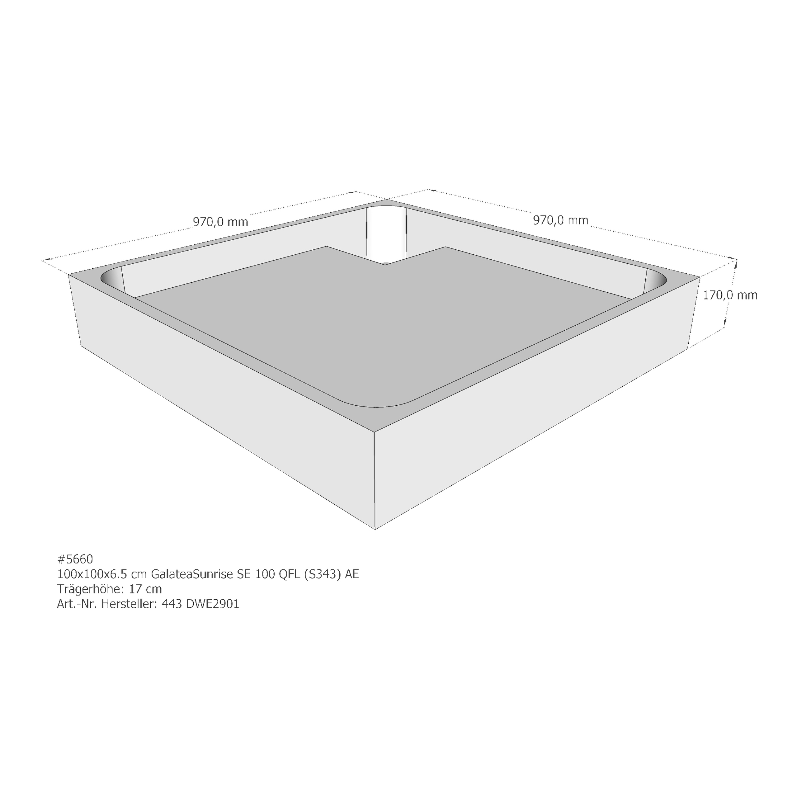 Duschwannenträger für Galatea~Sunrise SE 100 QFL 100 × 100 × 6,5 cm