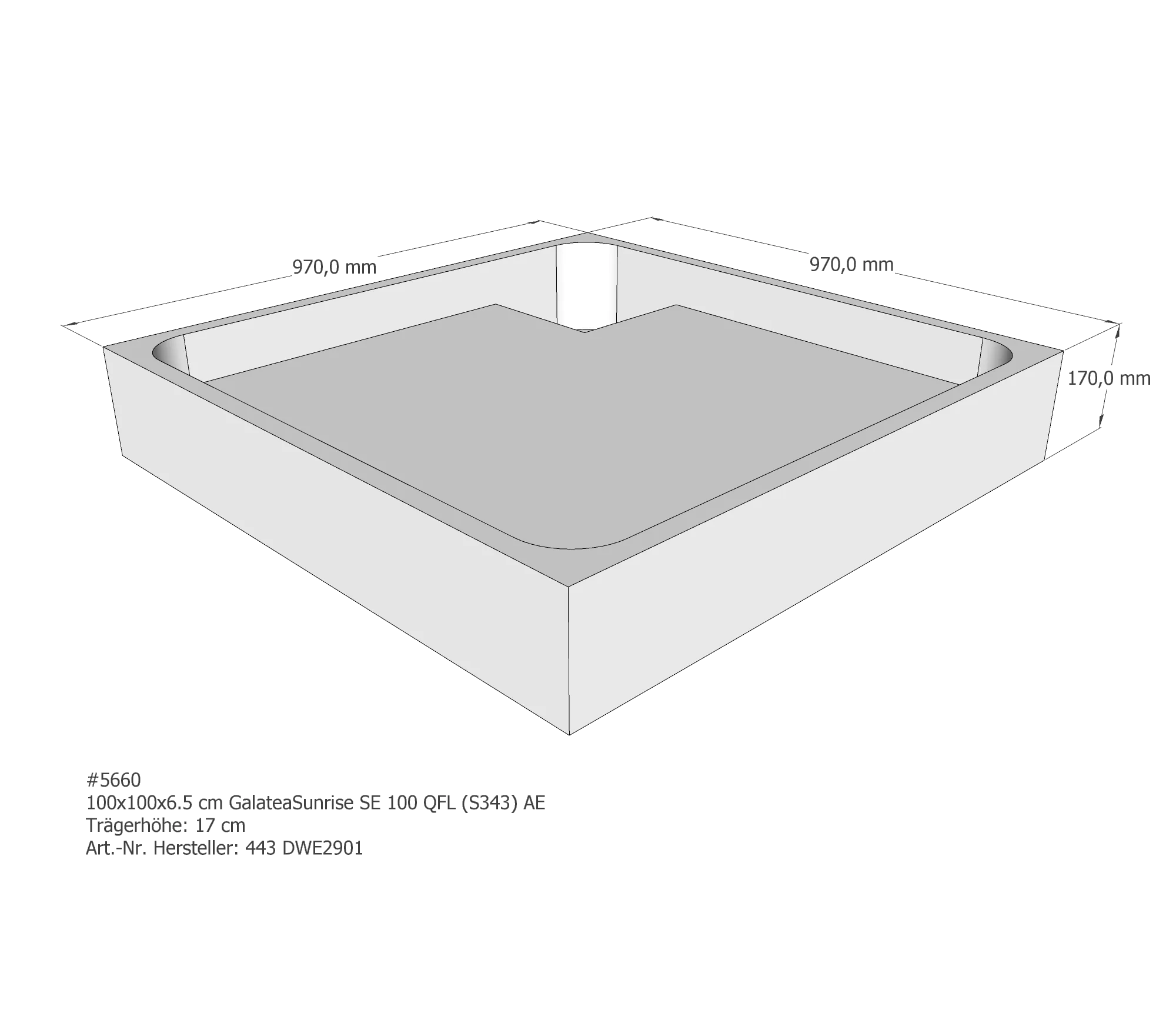 Duschwannenträger passend für Galatea SE 100 QFL ┼ 100 × 100 × 6,5 cm