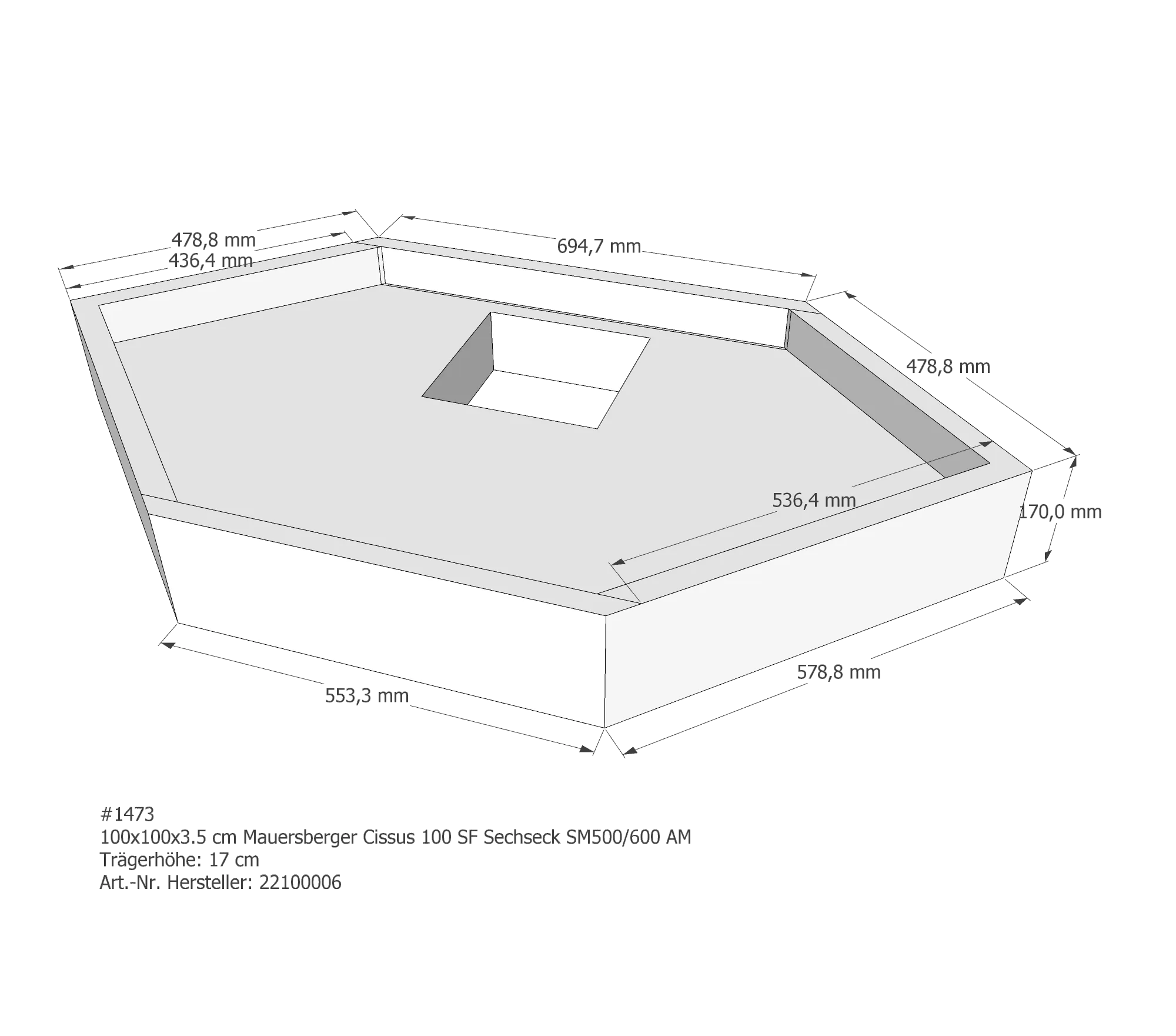 Duschwannenträger für Mauersberger Cissus 100 SF 100 × 100 × 3 cm Duschwannenträger für Mauersberger Cissus 100 SF 100 × 100 × 3 cm