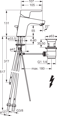 Einhand-Waschtischarmatur „Primo“ Ausladung 107 mm in Chrom Einhand-Waschtischarmatur „Primo“ Ausladung 107 mm in Chrom