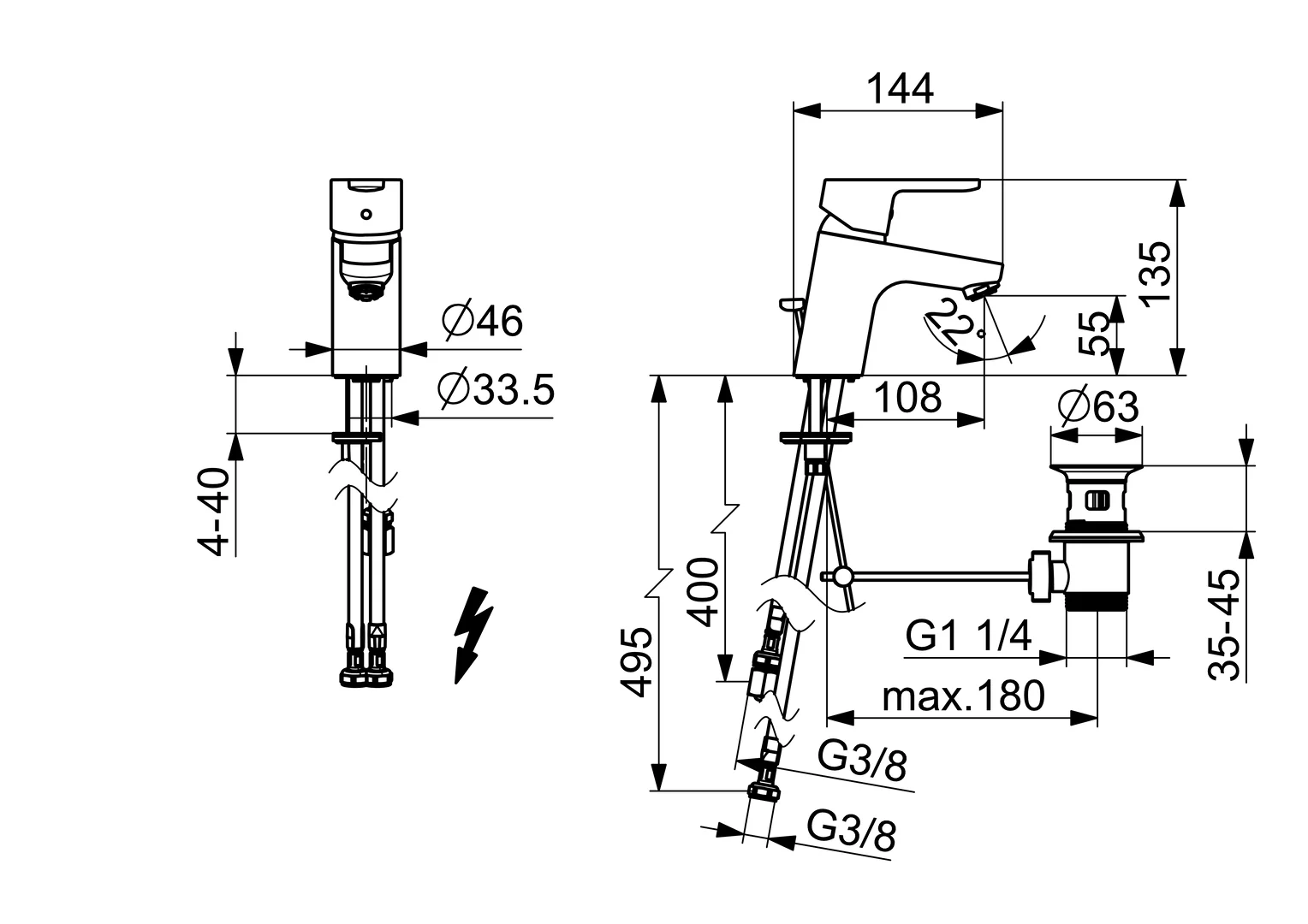 HansaPRIMO Waschtischarmatur HansaPRIMO 4957 CU-Rohr