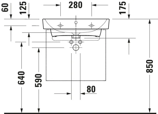 Duravit Waschtischunterschrank wandhängend „No.1“ 54 × 47,8 × 42,6 cm in Beton Matt