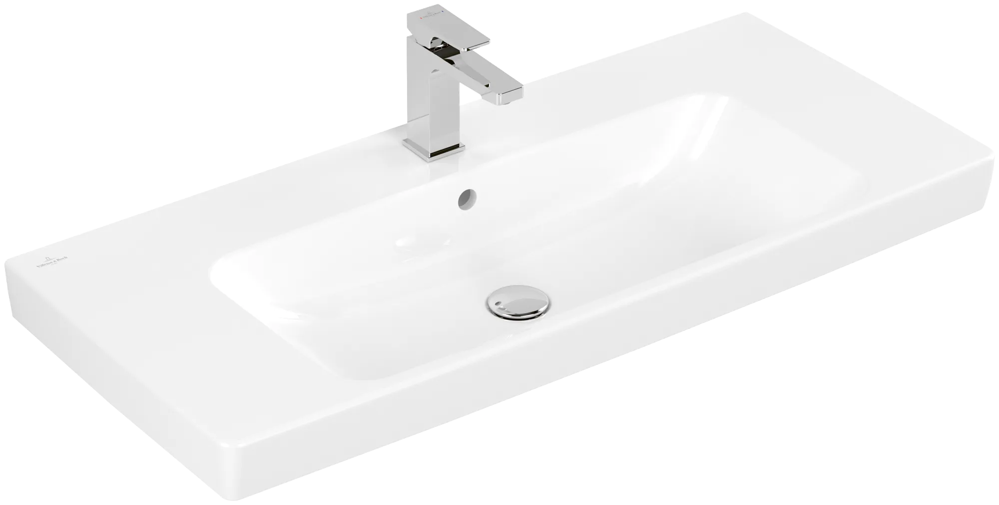 Villeroy & Boch Waschbecken „Architectura“ 1000 × 460 × 165 mm, ohne Hahnlochbohrung, für Becken mittig in Weiß Alpin Villeroy & Boch Waschbecken „Architectura“ 1000 × 460 × 165 mm, ohne Hahnlochbohrung, für Becken mittig in Weiß Alpin