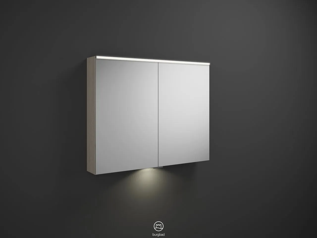 Spiegelschrank Eqio von burgbad – beidseitig verspiegelt, LED-Aufsatzleuchte 4200 K, 170 mm tief, 1000 mm breit, 800 mm hoch