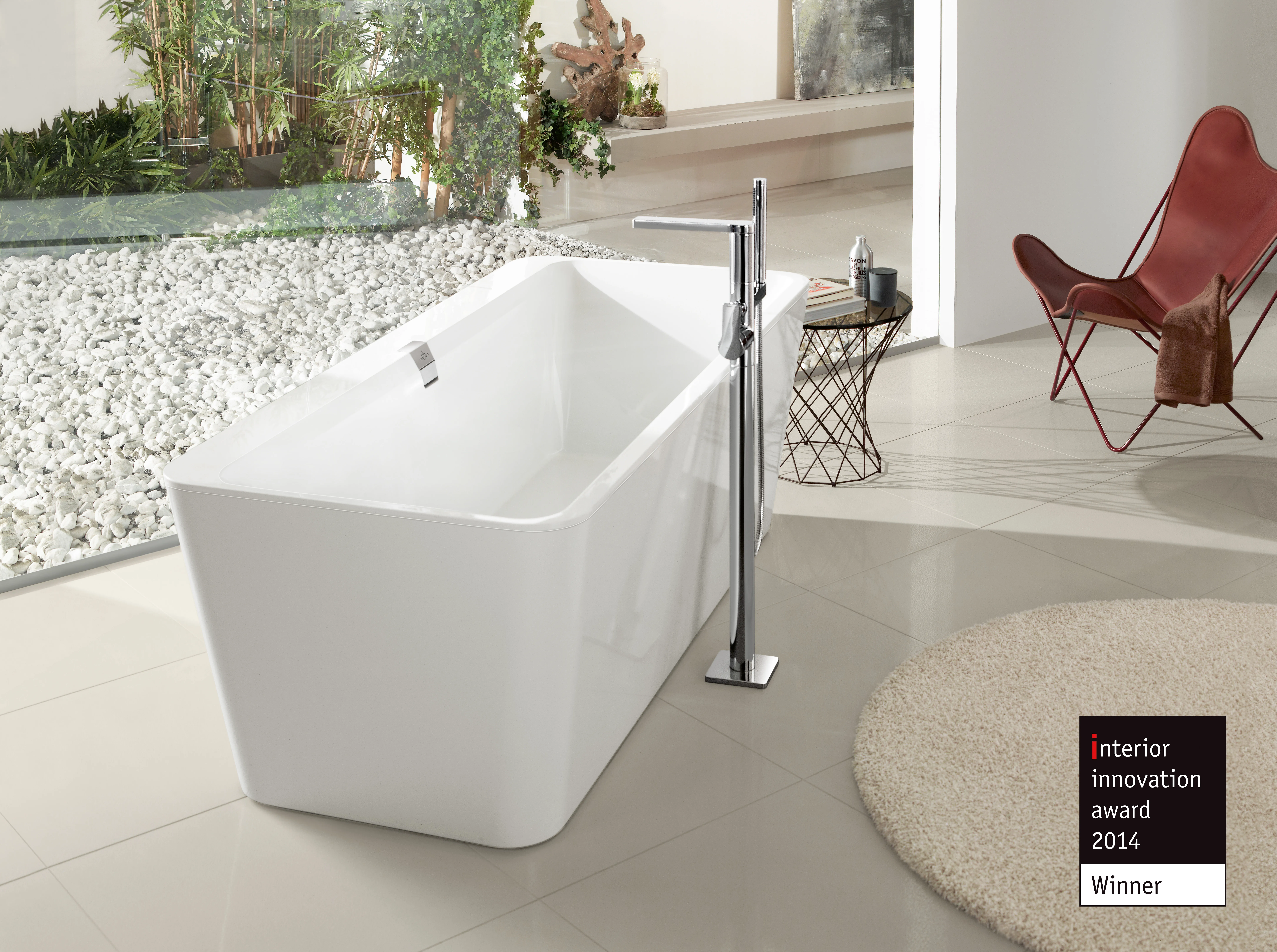 Villeroy & Boch Badewanne „Squaro Edge 12“ inkl. Schürze freistehend rechteck 180 × 80 cm, Mittelablauf in Weiß Alpin
