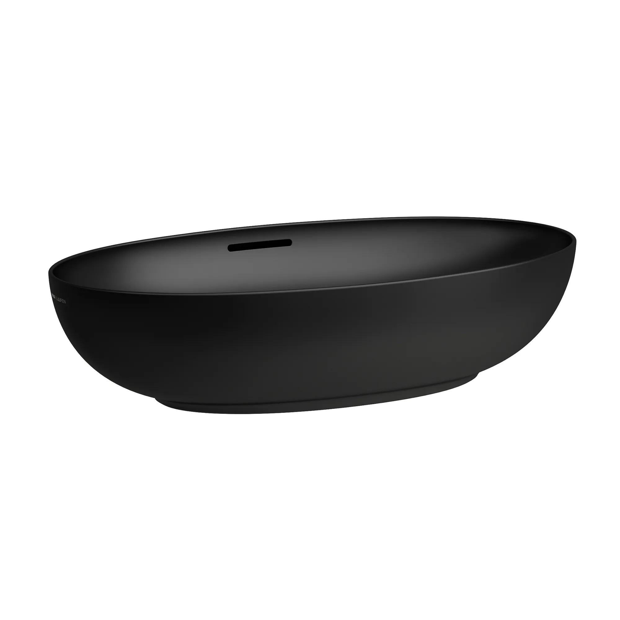Laufen Waschtisch-Schale ILBAGNOALESSI, oval, 400x700x170 mm, Schwarz matt, ohne Hahnloch, mit Überlaufkanal, inkl. Ablaufventil und Ventilabdeckung