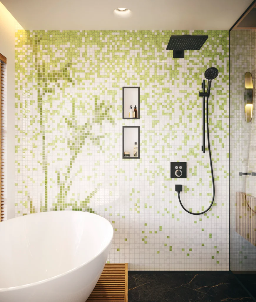 Hansgrohe RainDrain Flex Duschrinne 1000 mm, wandangebunden, Mattschwarz, höhenverstellbar um 10 mm, bis zu 60 l/min Ablaufleistung
