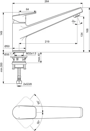 Küchenarmatur Ceraplan Ausladung 219mm Chrom Küchenarmatur Ceraplan Ausladung 219mm Chrom