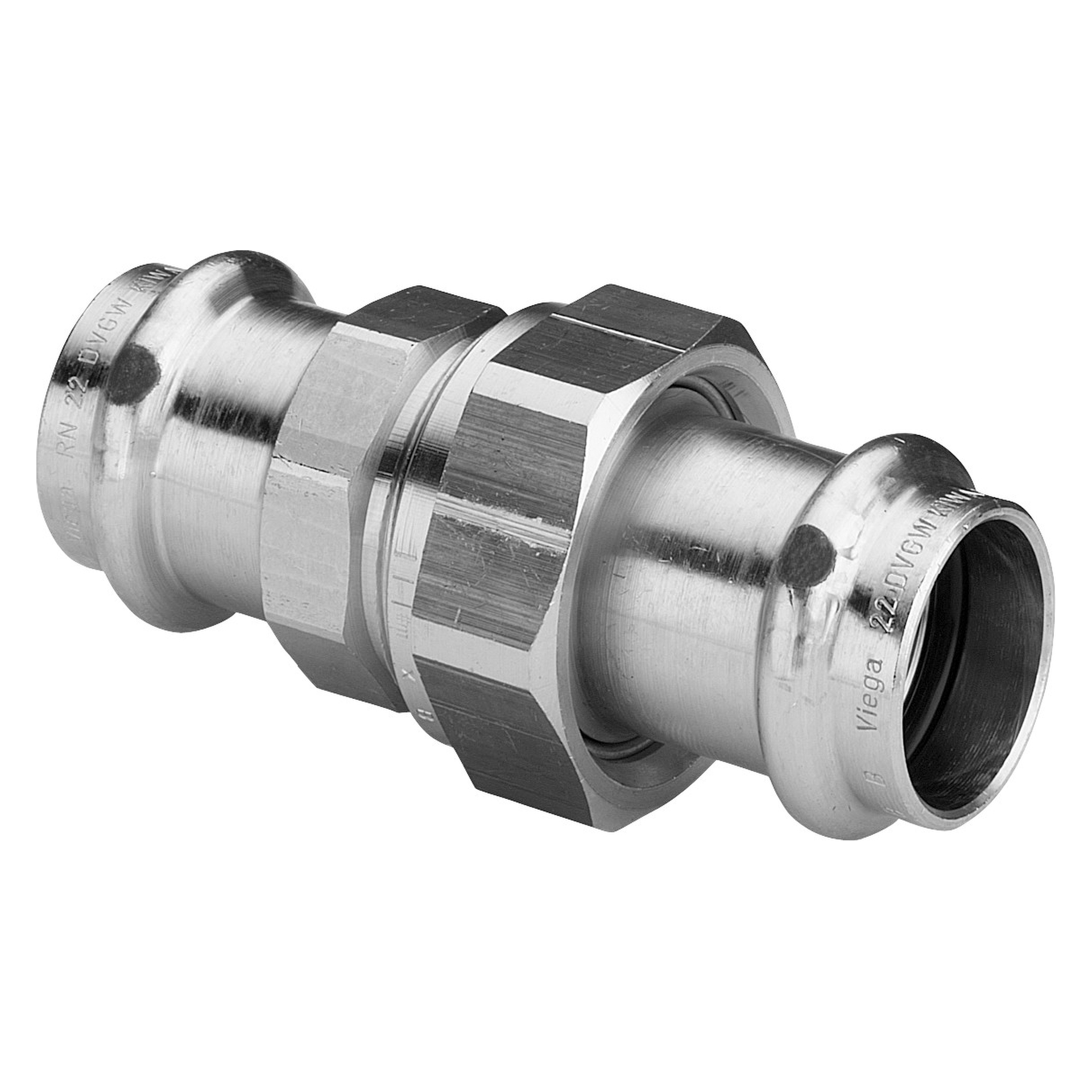 „Sanpress“ Verschraubung mit 2 Muffen 42 mm „Sanpress“ Verschraubung mit 2 Muffen 42 mm