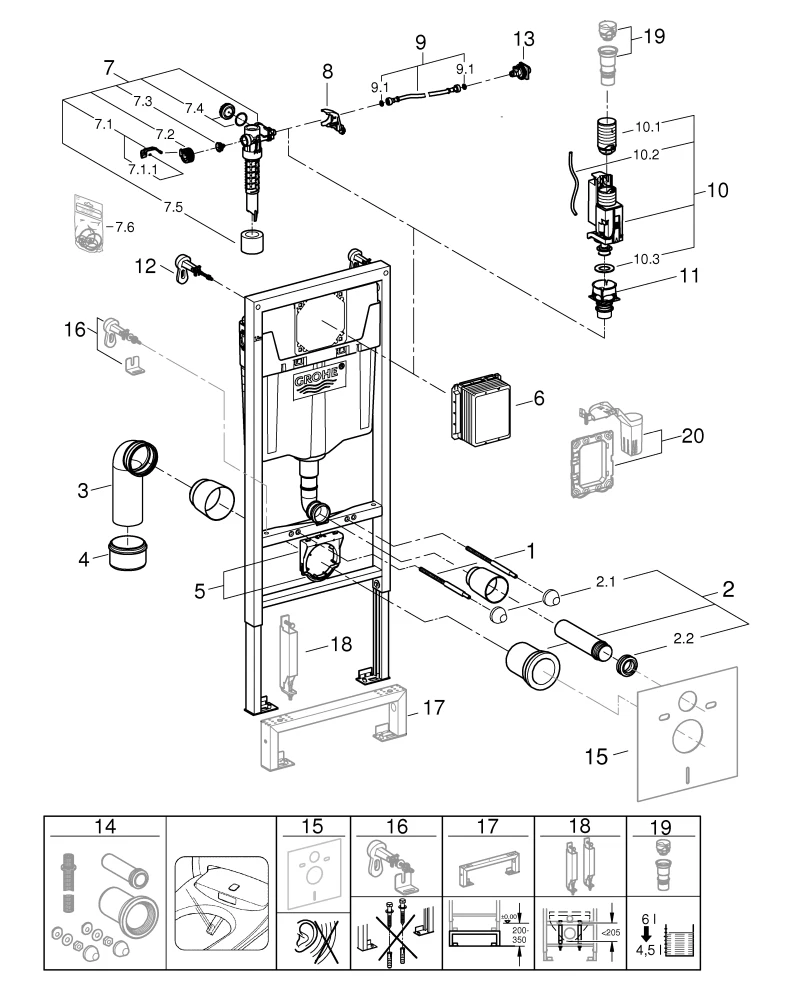 Grohe Rapid SL WC-Element 38536_1, 2-in-1 Set, 1,13 m Bauhöhe Grohe Rapid SL WC-Element 38536_1, 2-in-1 Set, 1,13 m Bauhöhe