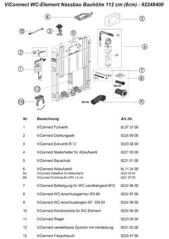 WC-Montageelement Compact ViConnect Installationssysteme 922484, 650 x 786 x 80 mm, für Nassbau