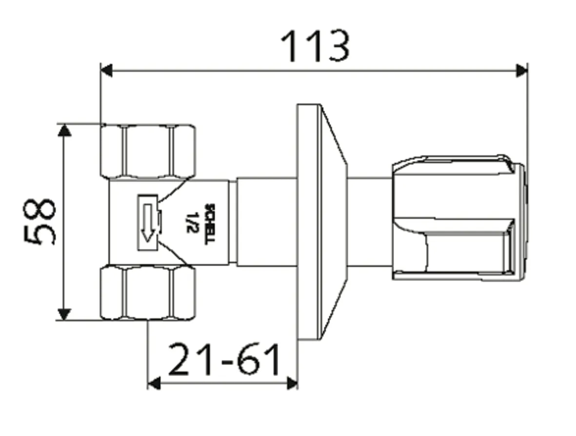 Unterputzventil DN 15, Max. Betriebsdruck: 10 bar, DN 15 G 1/2 IG, DN 15 G 1/2 IG, chrom Unterputzventil DN 15, Max. Betriebsdruck: 10 bar, DN 15 G 1/2 IG, DN 15 G 1/2 IG, chrom
