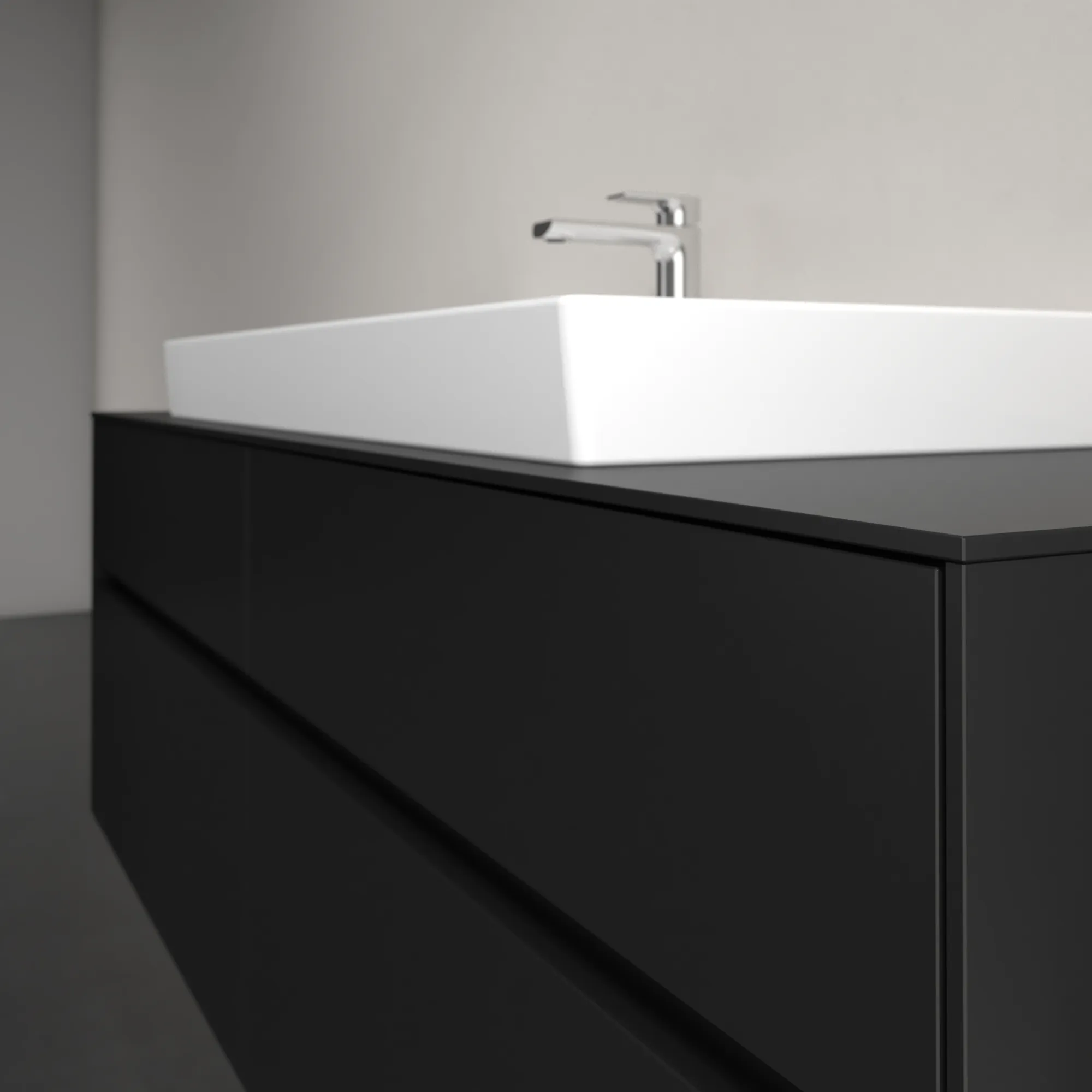 Villeroy & Boch Waschtischunterschrank „Collaro“ 1600 × 548 × 500 mm Volcano Black, mit Beleuchtung, für Becken mittig