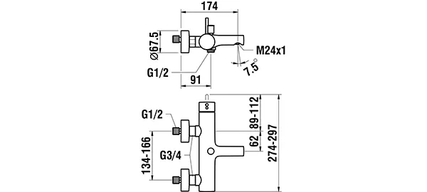 Einhebel-Wannenmischer Aufputz TWINPLUS mit Zubehör Kunststoffschlauch 1500 mm Handbrause MyTwin100 chrom Einhebel-Wannenmischer Aufputz TWINPLUS mit Zubehör Kunststoffschlauch 1500 mm Handbrause MyTwin100 chrom