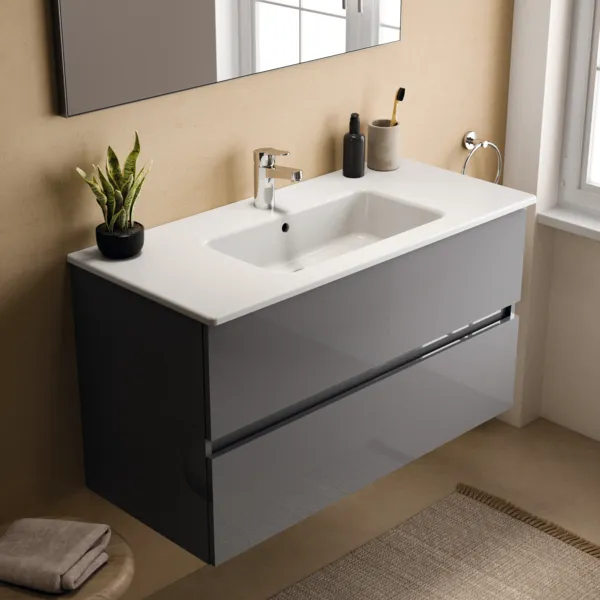 Waschbecken „Eurovit“ 101,5 × 46,5 × 17,5 cm, Hahnlochposition mittig