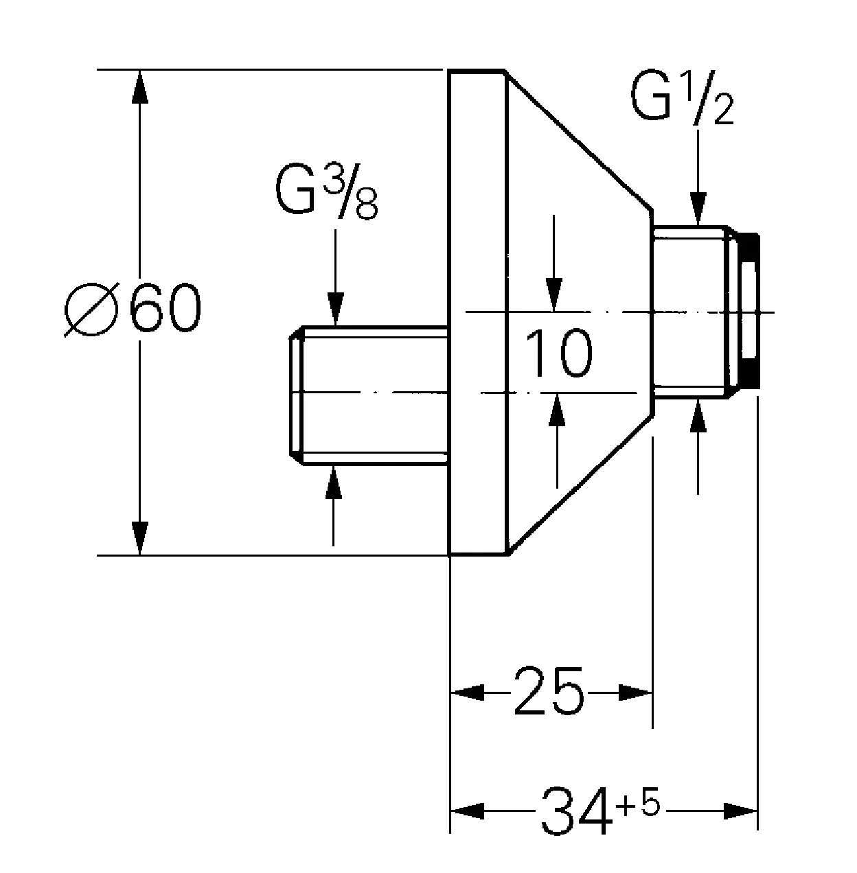 S-Anschluss 12000, Verstellbarkeit 10mm, 3/8''x1/2'', chrom S-Anschluss 12000, Verstellbarkeit 10mm, 3/8''x1/2'', chrom