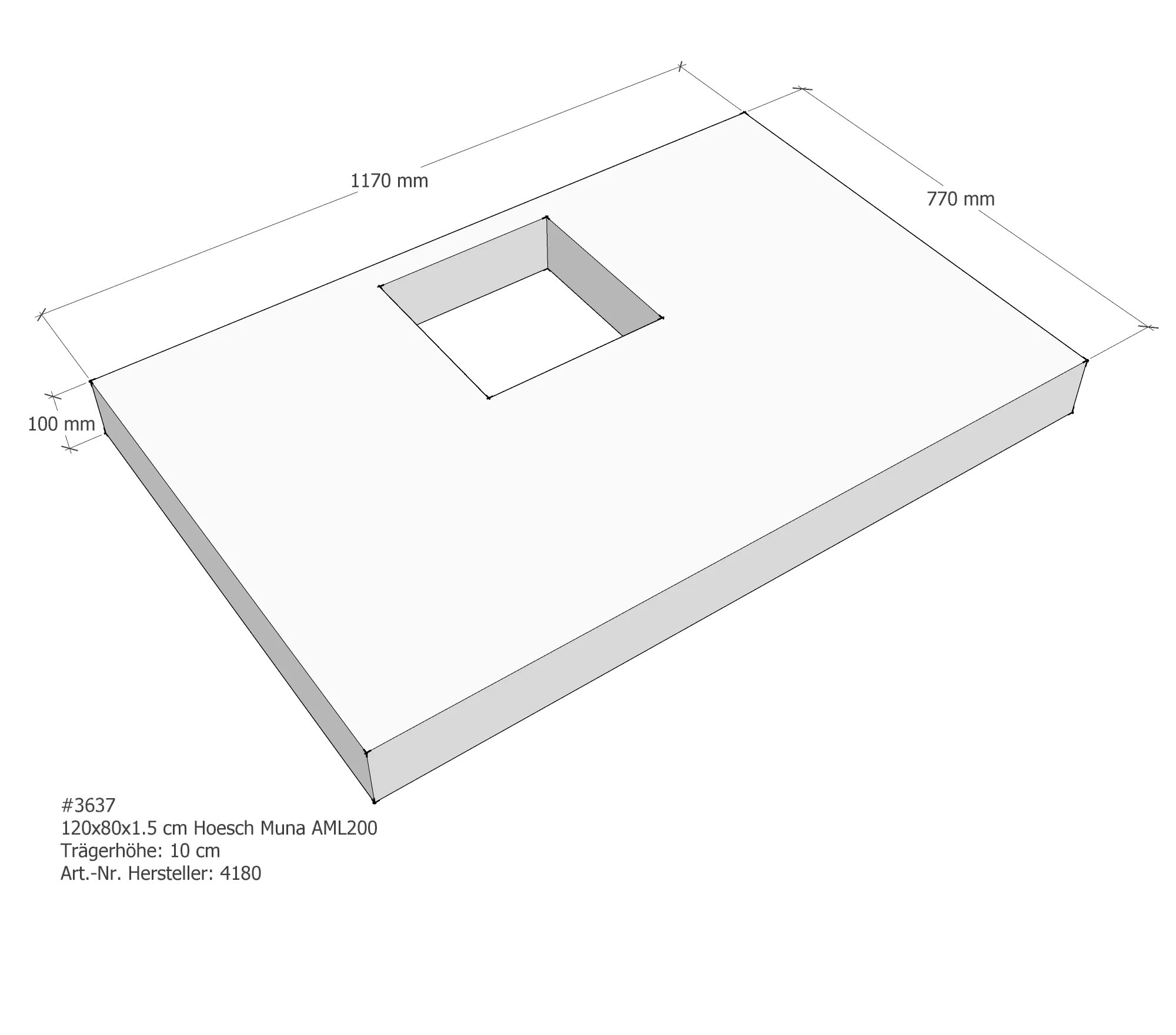Duschwannenträger passend für Hoesch Muna 120 × 80 × 1,5 cm Duschwannenträger passend für Hoesch Muna 120 × 80 × 1,5 cm