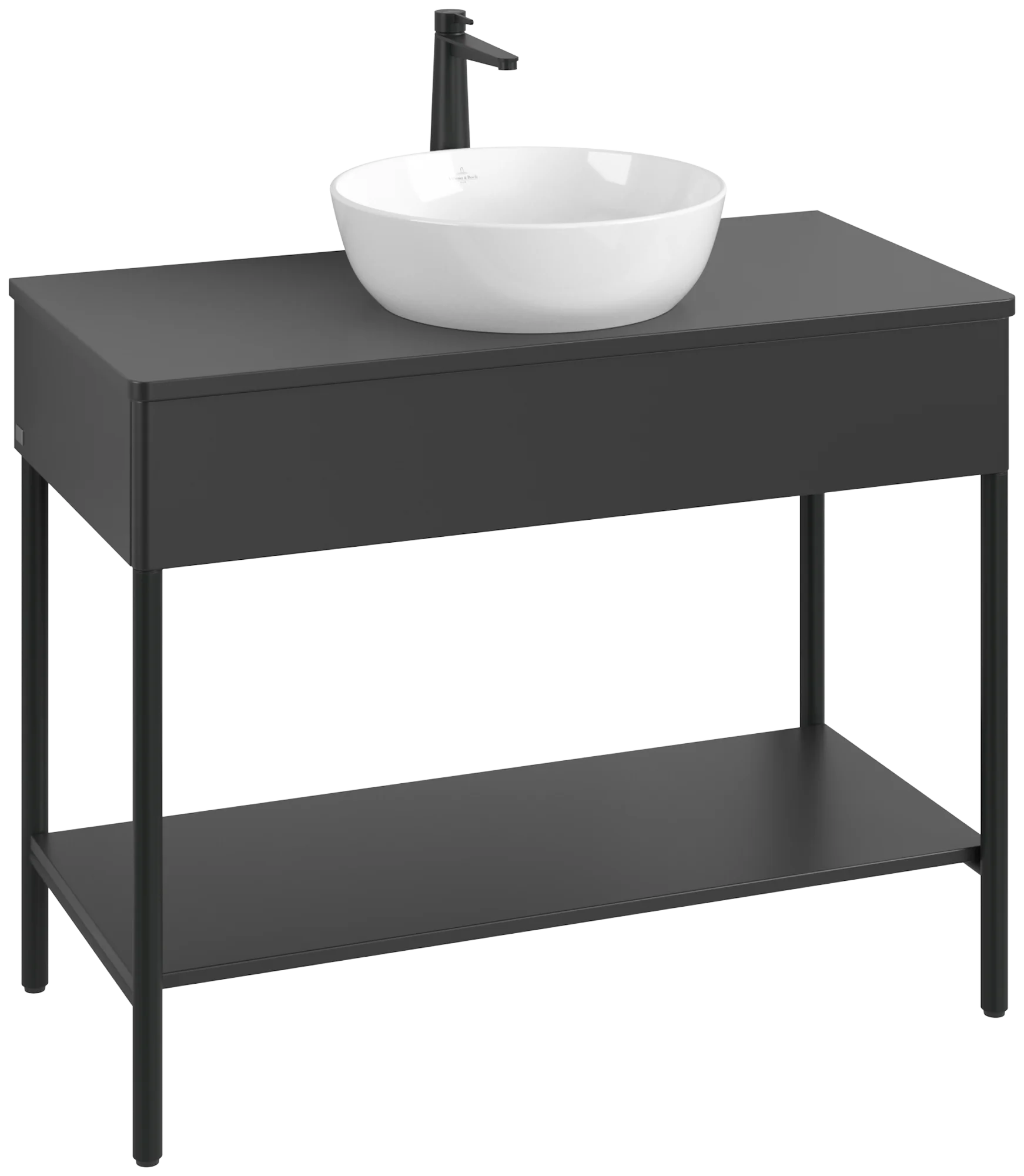 Villeroy & Boch Waschbeckenunterschrank Artis, eckig, Black Matt Lacquer, 1000x782x500 mm, mit Metallgestell und Push-to-open Funktion