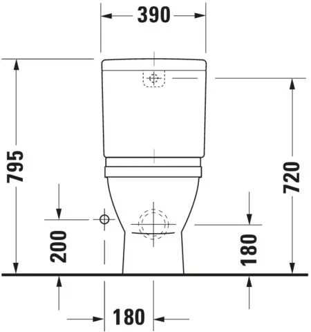 Stand-WC Kombi Starck 3 655 mm Tiefspüler, fürSPK, Abg.waagr., weiß