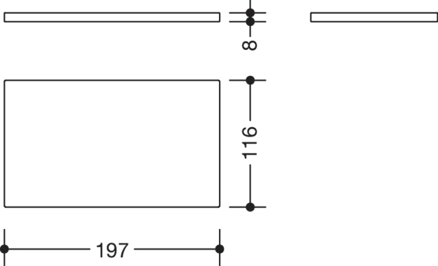 Glasplatte der Serie 477, Klarglas, mit geschliffenen Kanten, B: 197 mm, T: 116 mm, Stärke 8mm Glasplatte der Serie 477, Klarglas, mit geschliffenen Kanten, B: 197 mm, T: 116 mm, Stärke 8mm
