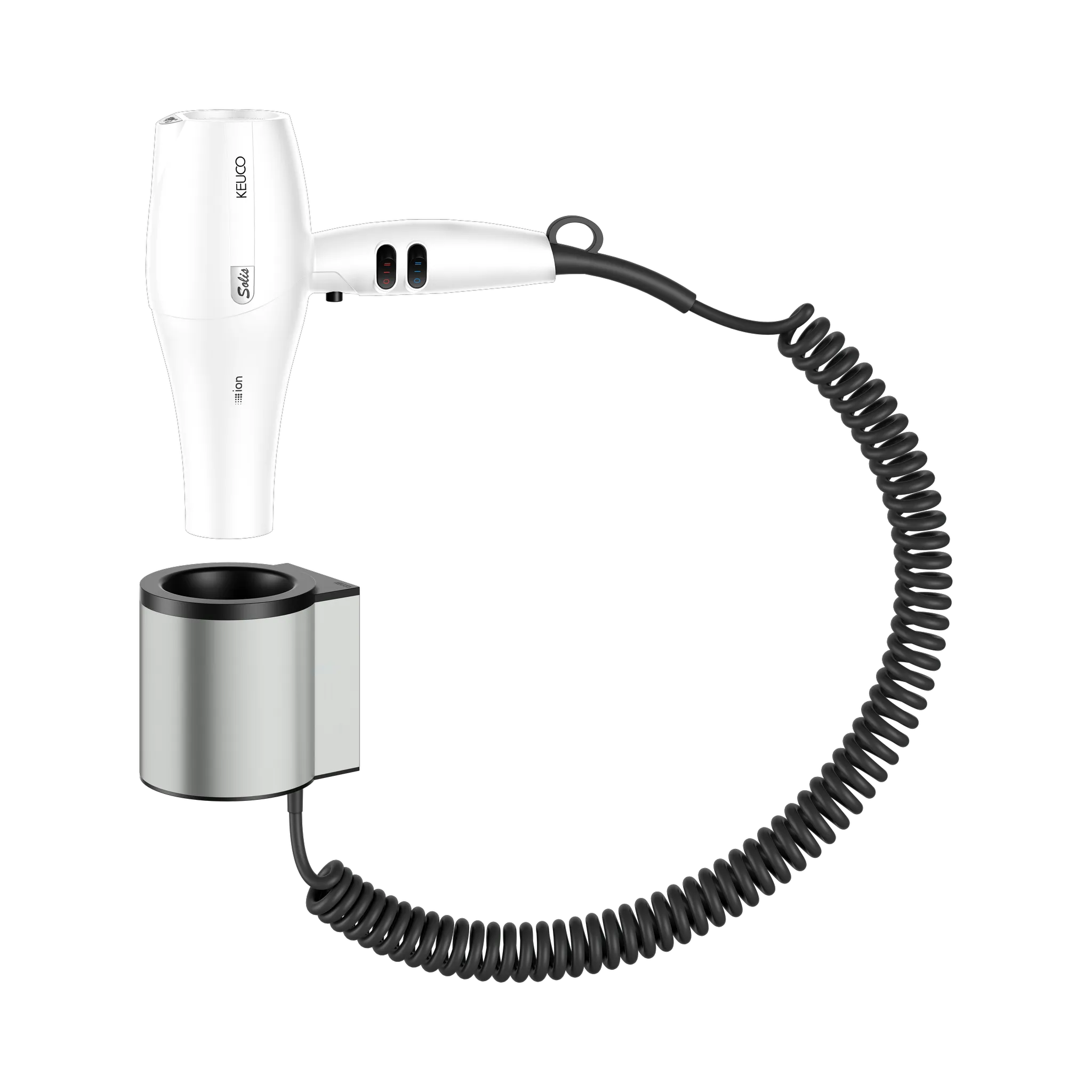 KEUCO Haartrockner mit Wandhalterung Edelstahl-finish/weiß KEUCO Haartrockner mit Wandhalterung Edelstahl-finish/weiß