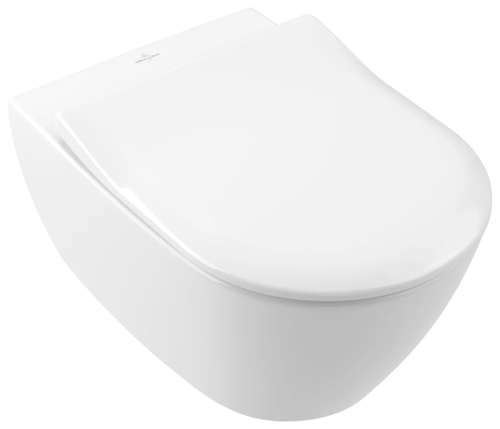 Villeroy & Boch Subway 2.0 WC-Set, oval, weiß alpin CeramicPlus, 370x560 mm, wandhängend mit DirectFlush, SoftClosing und QuickRelease-Sitz