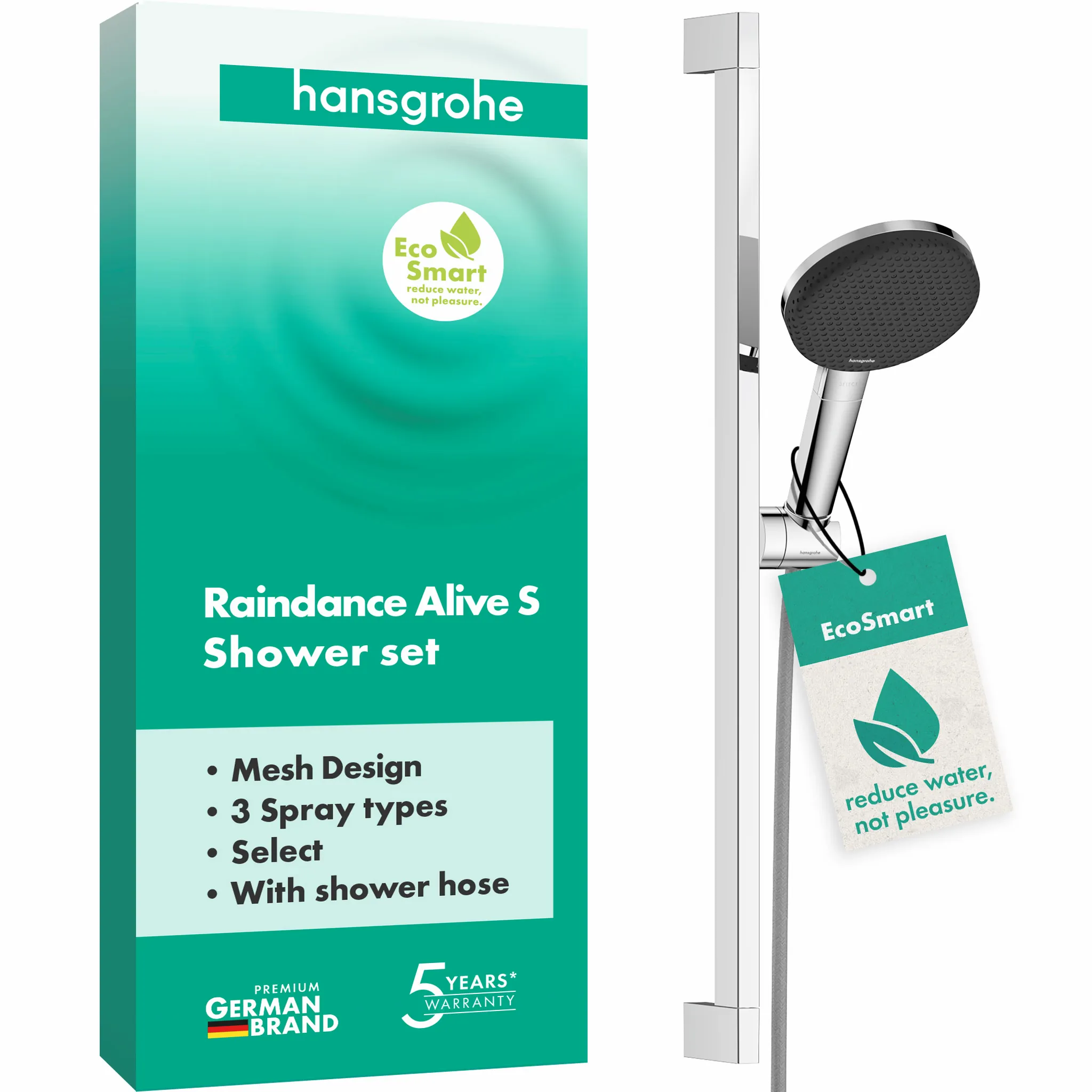 Hansgrohe Raindance Alive Select S 125 3jet EcoSmart Unica E Puro 65 cm, Easy Slide Brausehalter, Chrom Hansgrohe Raindance Alive Select S 125 3jet EcoSmart Unica E Puro 65 cm, Easy Slide Brausehalter, Chrom