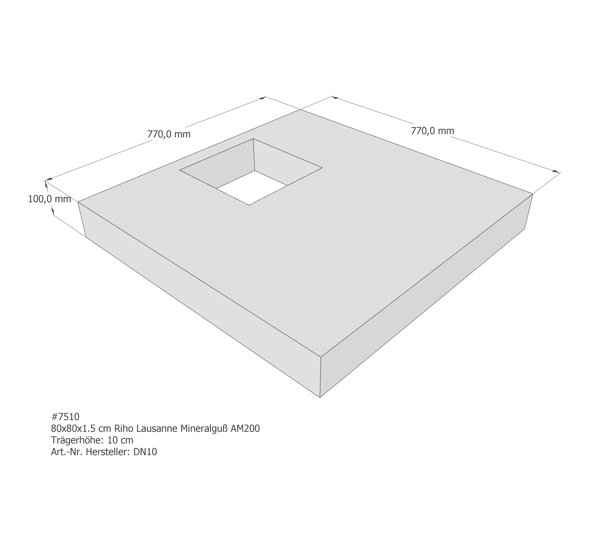 Duschwannenträger für Riho Velvet Sole/Lausanne MG 80 × 80 × 1,5 cm Duschwannenträger für Riho Velvet Sole/Lausanne MG 80 × 80 × 1,5 cm