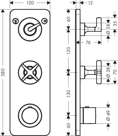 Thermostatmodul Unterputz Axor Citterio E Fertigset 2 Verbraucher chrom