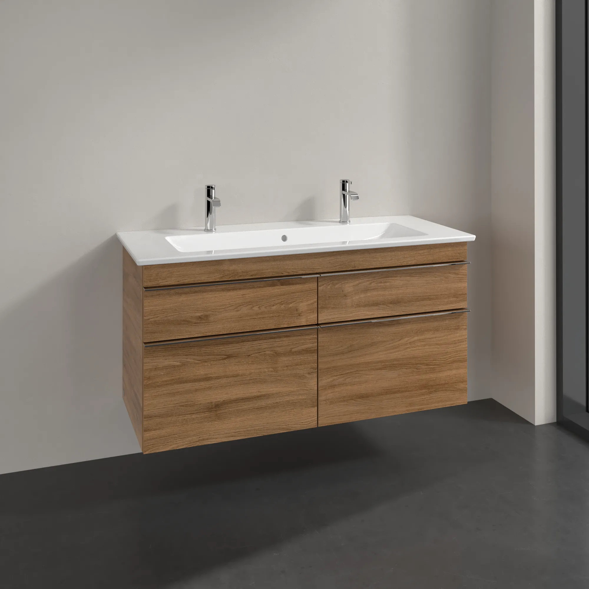 Villeroy & Boch Waschtischunterschrank „Venticello“ für Schrank-Doppelwaschtisch 1153 × 590 × 502 mm Kansas Oak, für Becken mittig