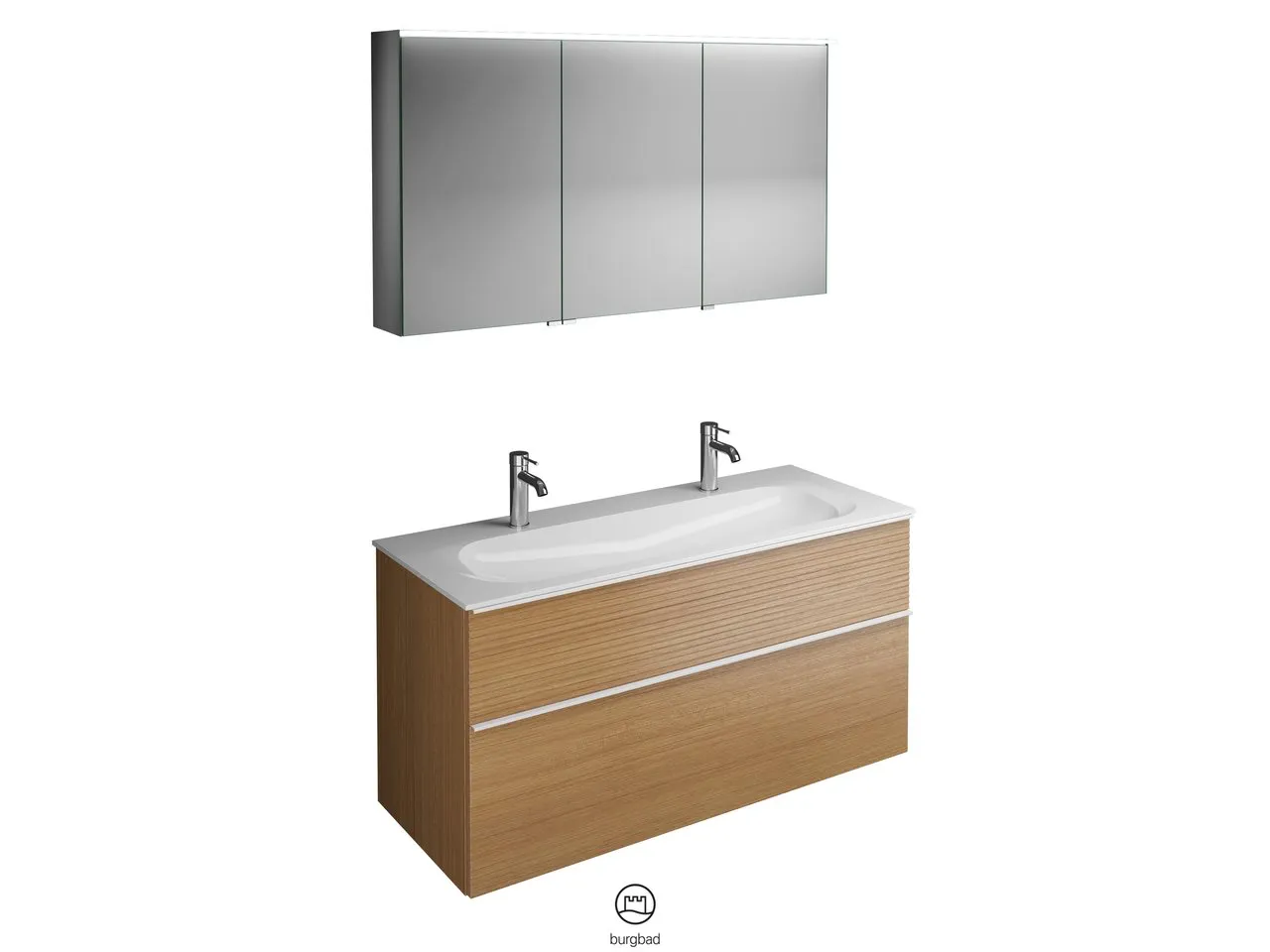 burgbad Badmöbelset „Fiumo“ Griff, Weiß Matt (230 mm), in Veloursgrau Softmatt burgbad Badmöbelset „Fiumo“ Griff, Weiß Matt (230 mm), in Veloursgrau Softmatt