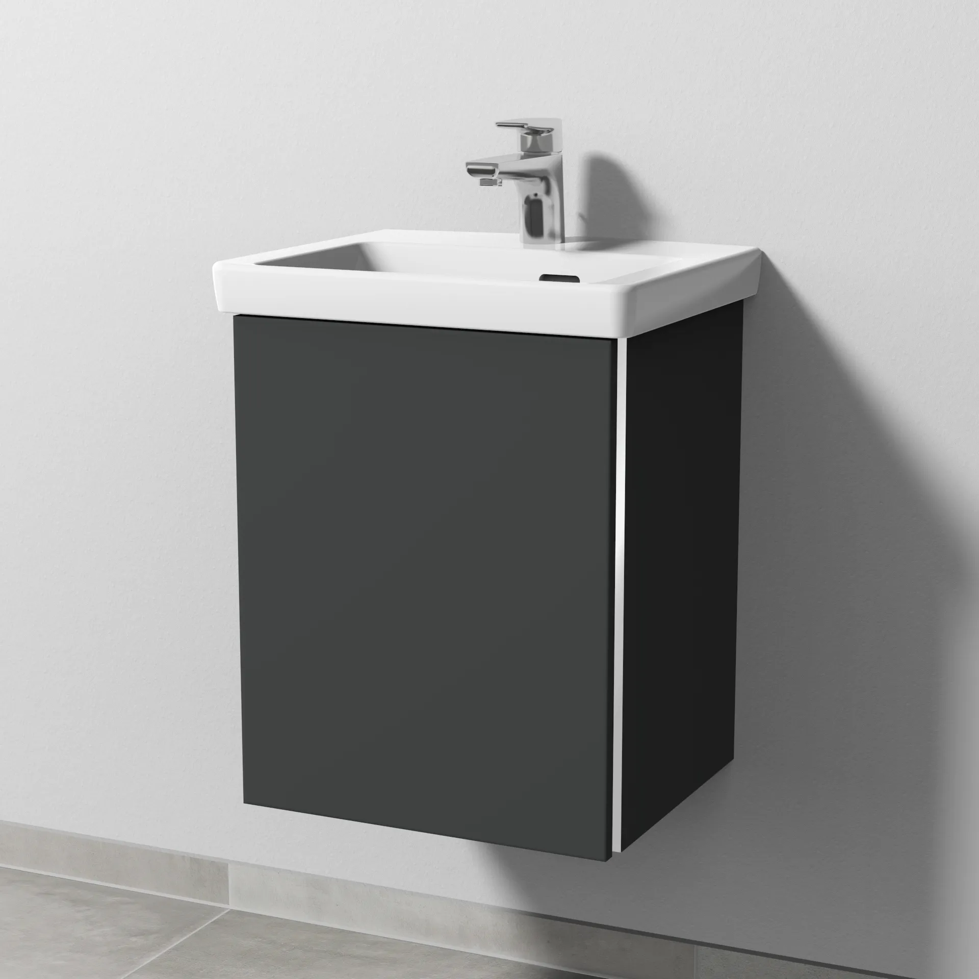 Sanipa Waschtischunterschrank „3way“ 407 × 517 × 361 mm in Graphit (matt), Anschlag links