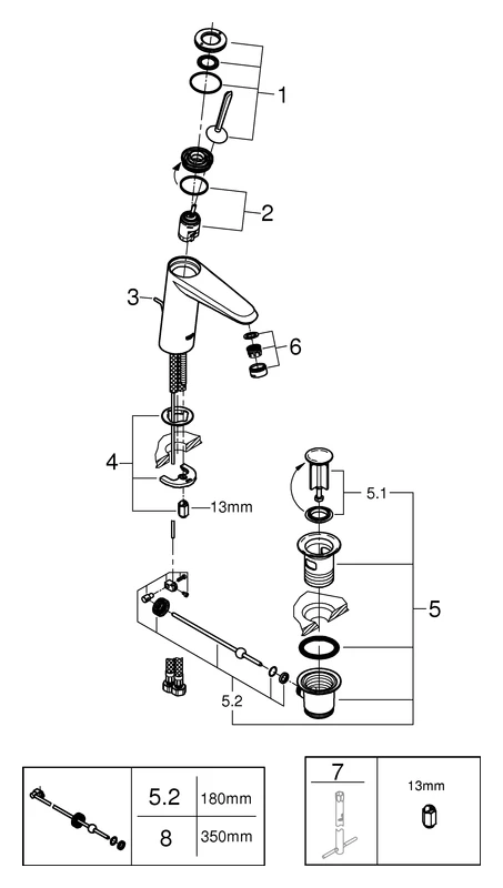 Einhand-Waschtischbatterie Eurodisc Joy 23427, M-Size, Einlochmontage, Zugstangen-Ablaufgarnitur 1 1/4'', chrom