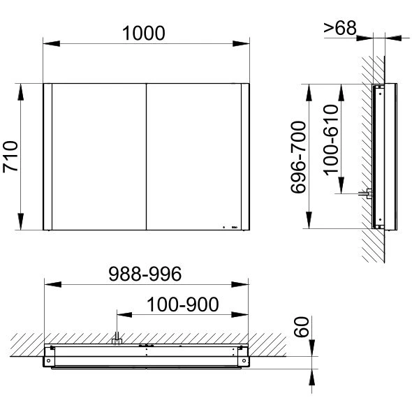 KEUCO Wandeinbau Spiegelschrank „Somaris“ Weiß (matt), Unterputz, ohne Spiegelheizung 1000 × 710 × 115 mm KEUCO Wandeinbau Spiegelschrank „Somaris“ Weiß (matt), Unterputz, ohne Spiegelheizung 1000 × 710 × 115 mm