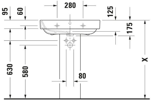 Wandwaschtisch „Happy D.2“, mit Überlauf, Hahnlochposition mittig Wandwaschtisch „Happy D.2“, mit Überlauf, Hahnlochposition mittig