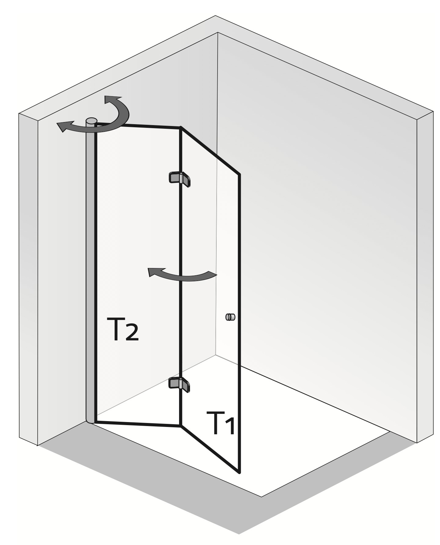 HSK teilgerahmte Walk-In-Duschkabine pendelbar „Exklusiv“ Glas Klar hell, Profile Alu Silber-matt, Scharniere Premium Softcube, B: 900 mm H: 2000 mm HSK teilgerahmte Walk-In-Duschkabine pendelbar „Exklusiv“ Glas Klar hell, Profile Alu Silber-matt, Scharniere Premium Softcube, B: 900 mm H: 2000 mm