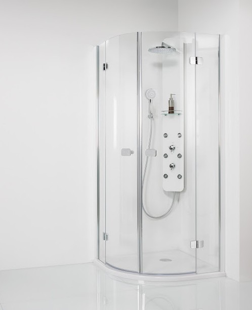 HSK teilgerahmte Runddusche 4-teilig nach außen öffnend „Premium Softcube“ Glas Linea 02, H: 2000 mm HSK teilgerahmte Runddusche 4-teilig nach außen öffnend „Premium Softcube“ Glas Linea 02, H: 2000 mm