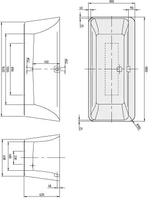 Villeroy & Boch Badewanne „Squaro Edge 12 Excellence“ freistehend rechteck 180 × 80 cm, Mittelablauf