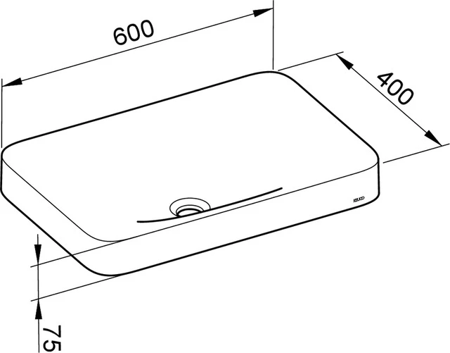 KEUCO Aufsatzwaschtisch „Edition 400“, ohne Hahnlochbohrung in Weiß, 600 × 400 × 75 mm
