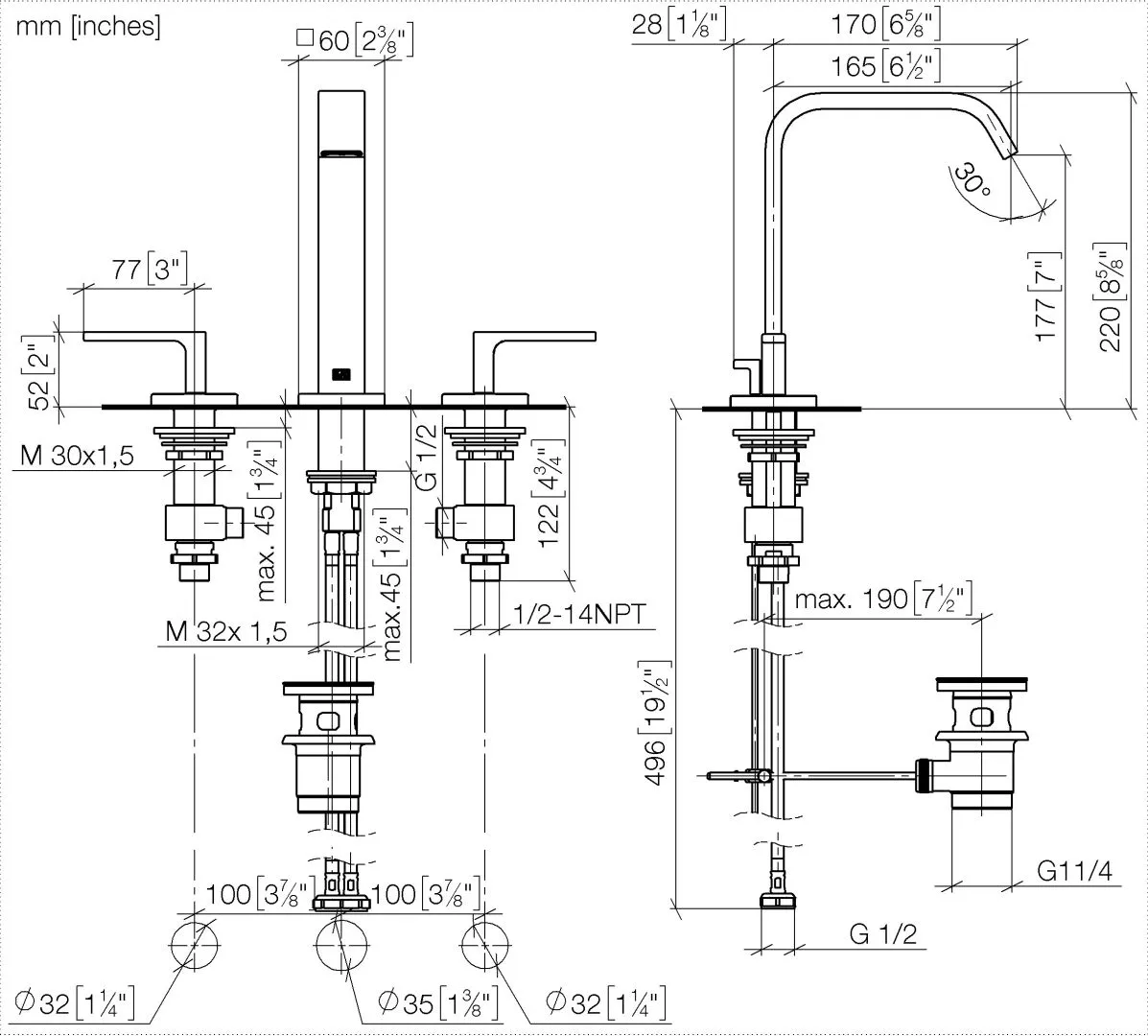 Waschtisch-Dreilochbatterie mit Ablaufgarnitur IMO Chrom 20713671 Waschtisch-Dreilochbatterie mit Ablaufgarnitur IMO Chrom 20713671