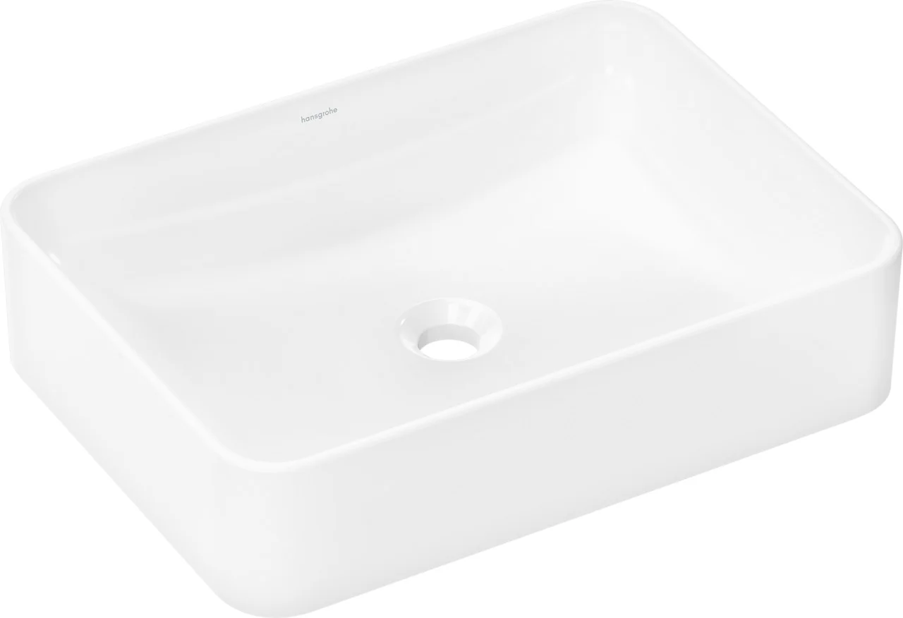 Hansgrohe Aufsatzwaschtisch Xuniva Q, weiß, 550x400 mm, glänzend, ohne Hahnloch und Überlauf, Keramik
