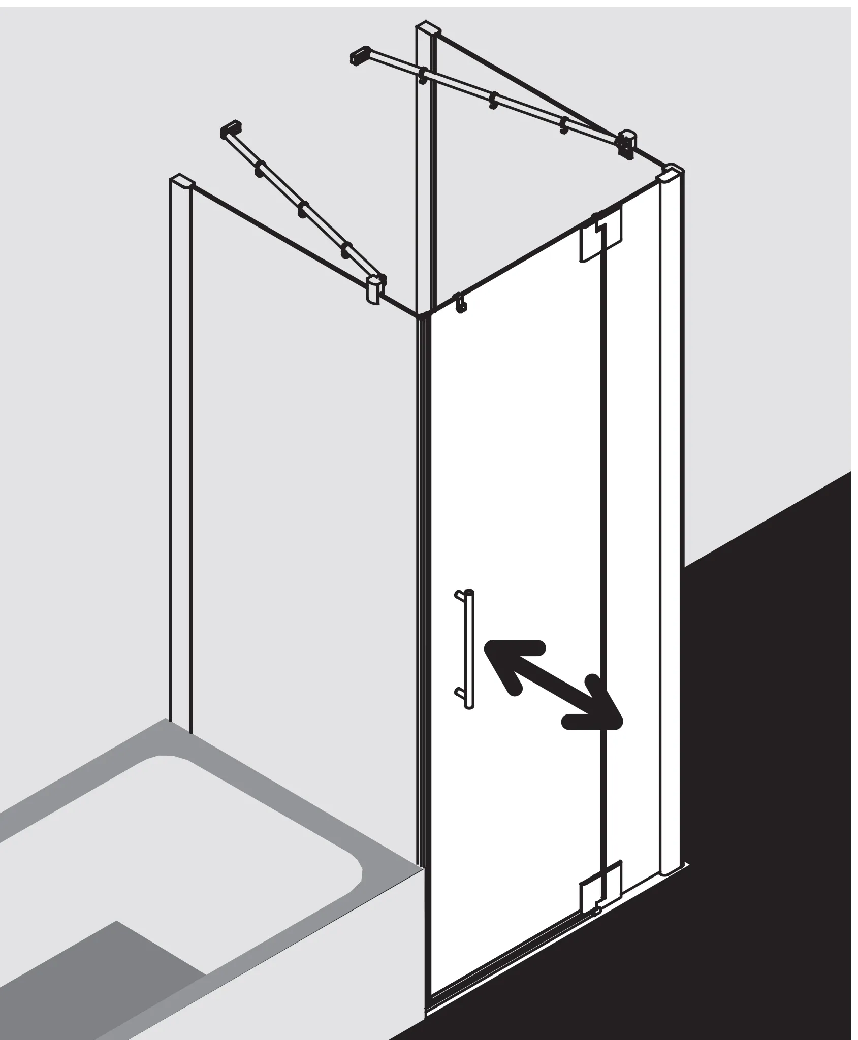 PASA XP PX1WL Pendeltür 1-flügelig mit Festfeld links, für Ecke, Höhe 1850 mm, Wanneneinbaumaß 880-910 / 875-905 mm, Breitenverstellmaß 870-900 mm, Glasaußenkante 855-885 mm, Farbe Silber Mattglanz, Glas ESG Klar PASA XP PX1WL Pendeltür 1-flügelig mit Festfeld links, für Ecke, Höhe 1850 mm, Wanneneinbaumaß 880-910 / 875-905 mm, Breitenverstellmaß 870-900 mm, Glasaußenkante 855-885 mm, Farbe Silber Mattglanz, Glas ESG Klar