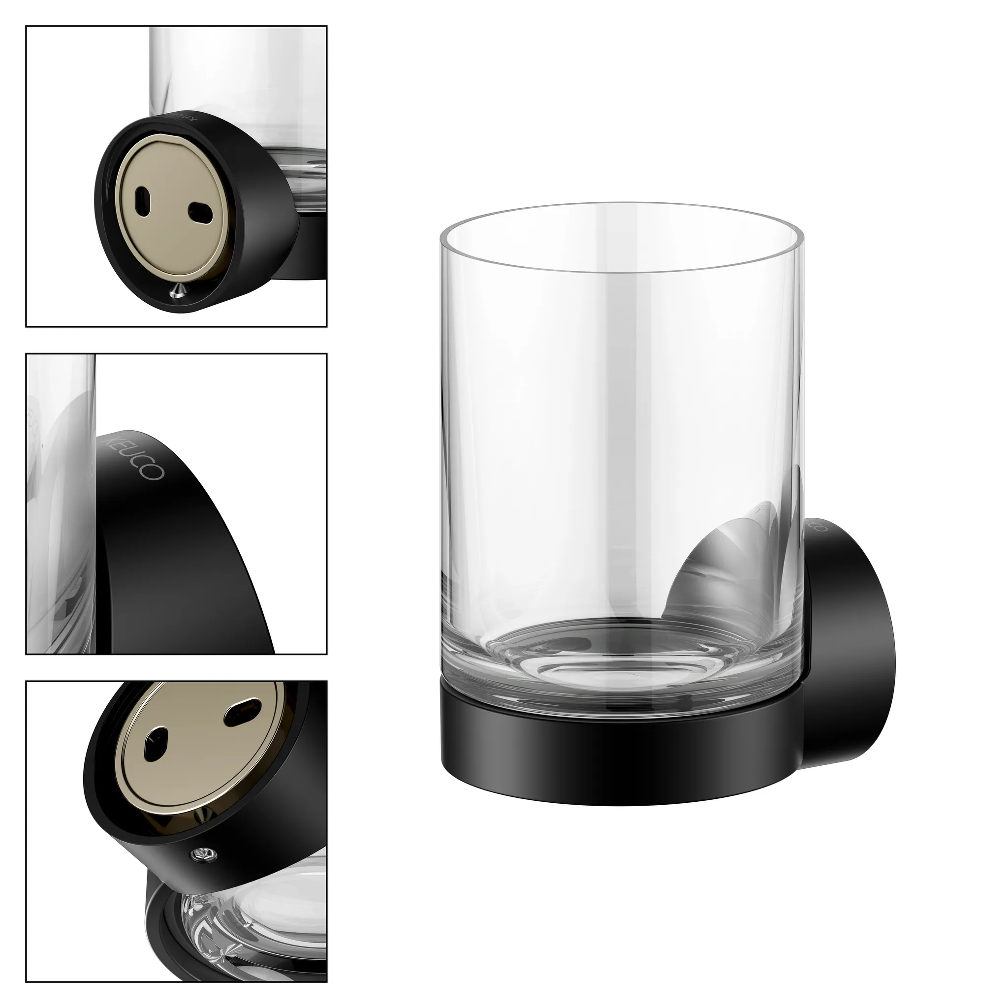 Collection REVA Glashalter mit Echtkristall-Glas schwarz matt