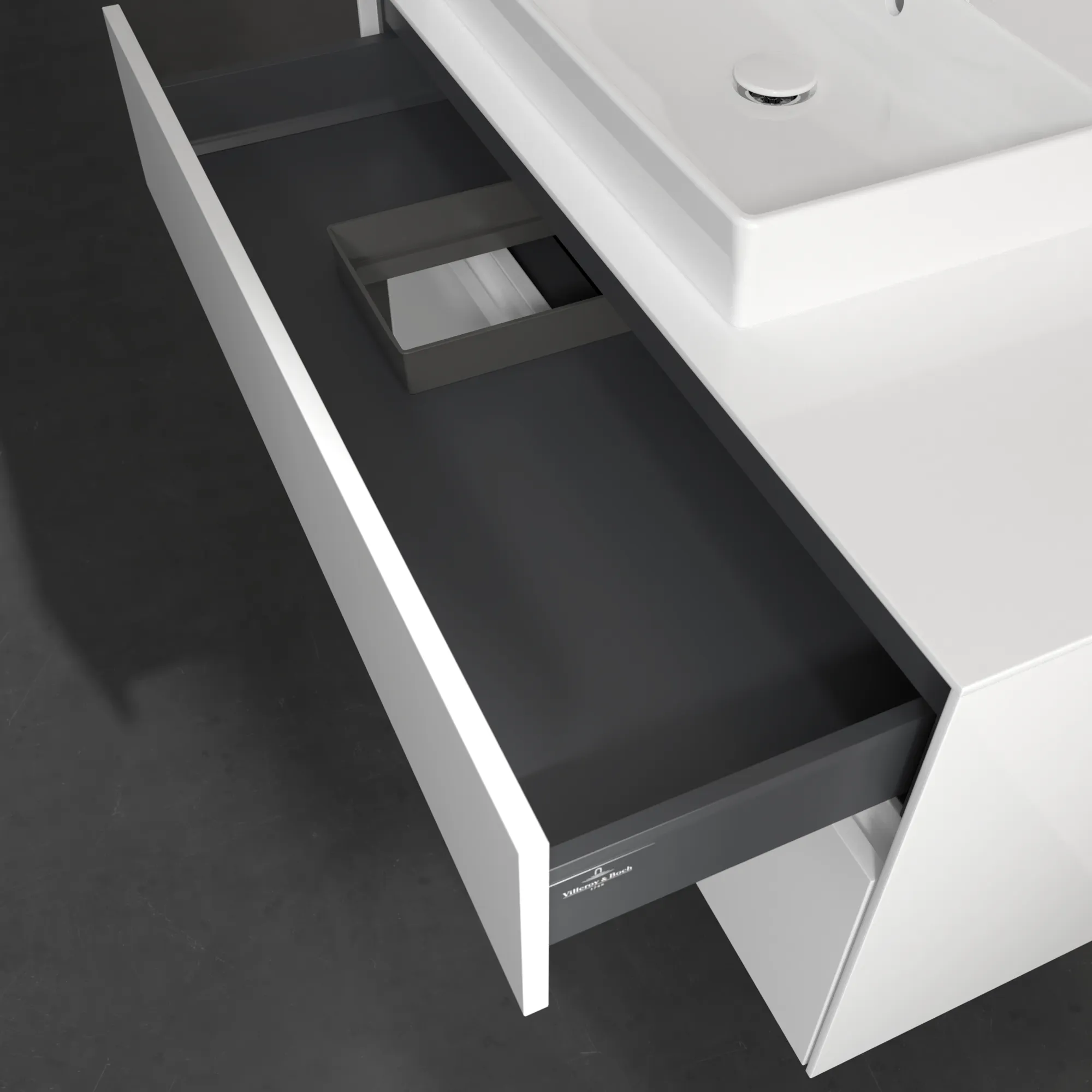 Villeroy & Boch Waschtischunterschrank „Collaro“ 1000 × 548 × 500 mm Glossy White, ohne Beleuchtung, für Becken links