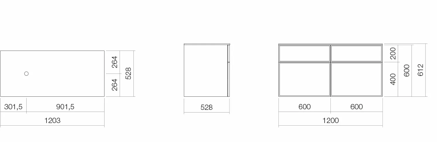 Alape Möbelmodul Arkta 1200x600 Snow/Eiche Alape Möbelmodul Arkta 1200x600 Snow/Eiche