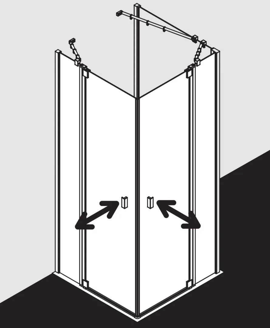 Kermi Duschtür Eckeinstieg 2-teilig Pendeltüren mit Festfeldern Halbteil rechts „RAYA“ Glas Klar, Profile Silber Mattglanz, BV: 720 - 750 mm GAK: 705 - 735 mm WE: 730 - 760 mm H: 1850 mm Kermi Duschtür Eckeinstieg 2-teilig Pendeltüren mit Festfeldern Halbteil rechts „RAYA“ Glas Klar, Profile Silber Mattglanz, BV: 720 - 750 mm GAK: 705 - 735 mm WE: 730 - 760 mm H: 1850 mm