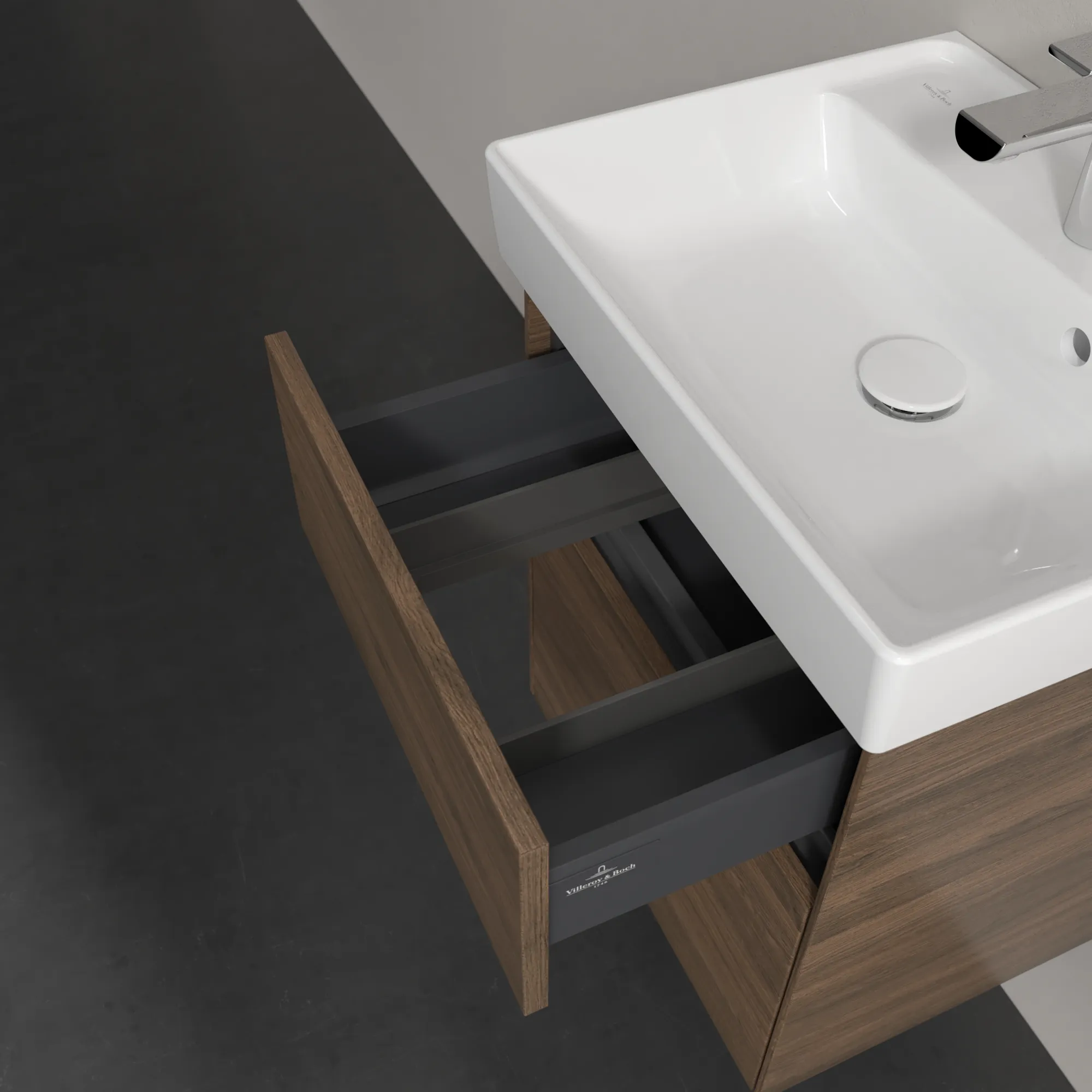 Villeroy & Boch Waschbeckenunterschrank Collaro C006B0 Arizona Oak 460x374mm mit Beleuchtung und SoftClosing