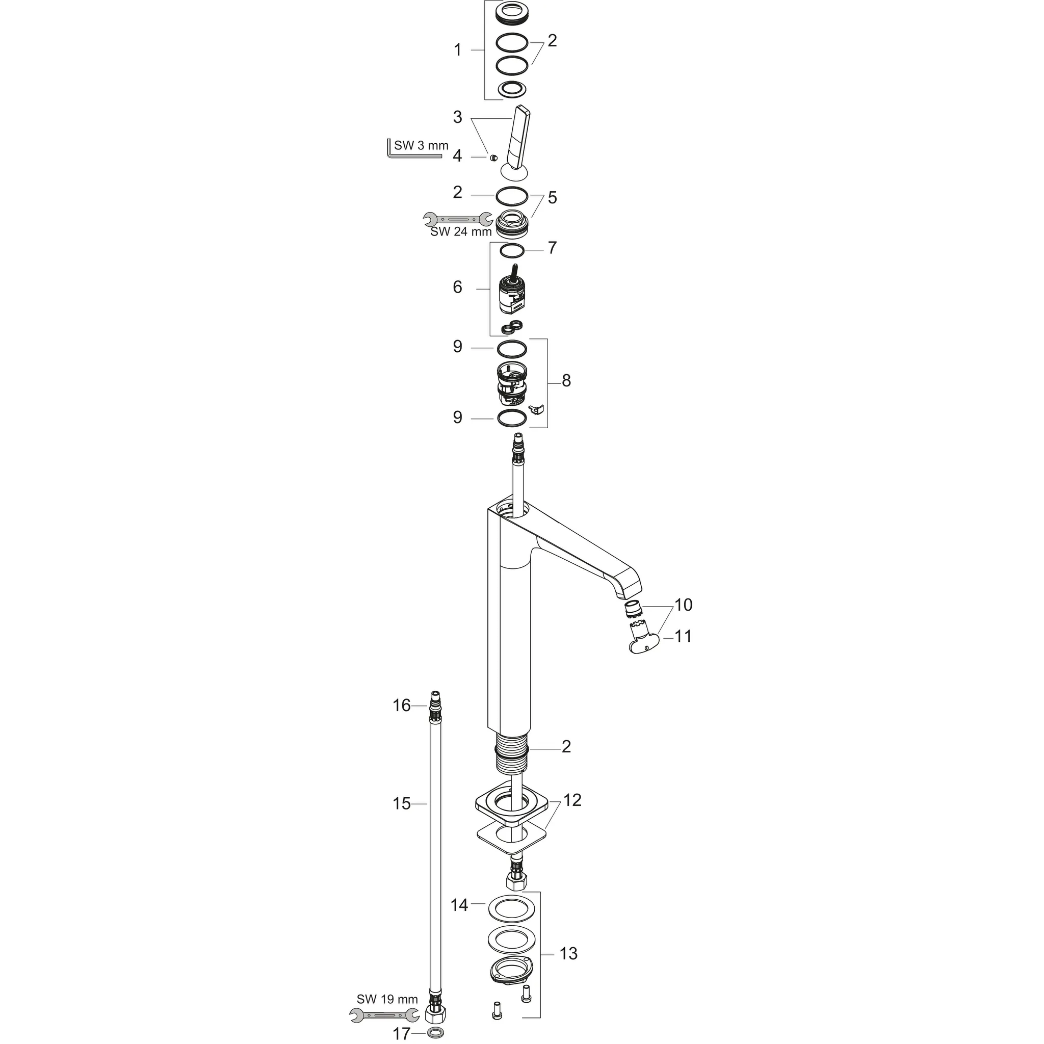 Hansgrohe AXOR Citterio E Einhebel-Waschtischmischer 250 mit Pingriff, Chrom Hansgrohe AXOR Citterio E Einhebel-Waschtischmischer 250 mit Pingriff, Chrom